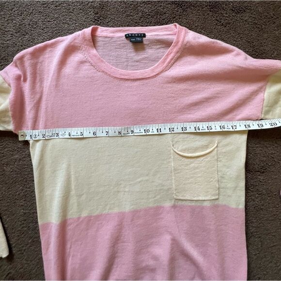 Theory 100% Wool Striped Pocket Sweater - Picture 5 of 9